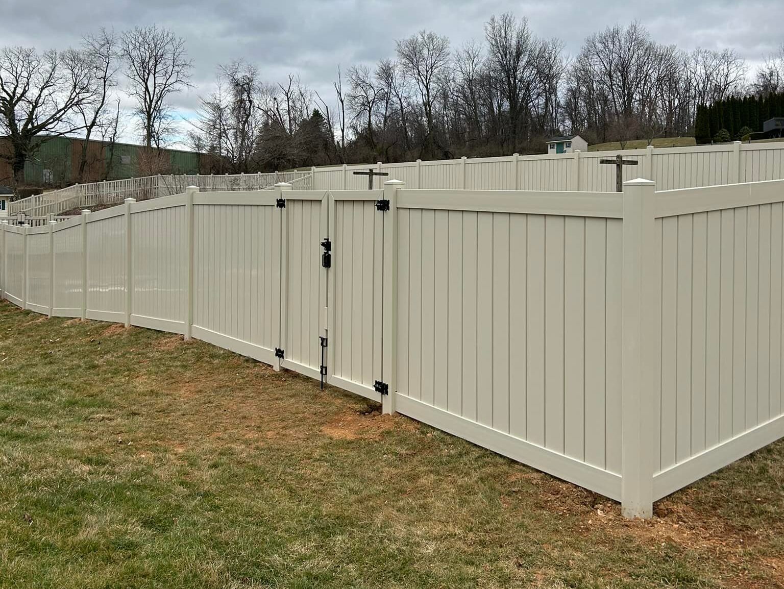 Vinyl Fence installation job in Forks Township PA